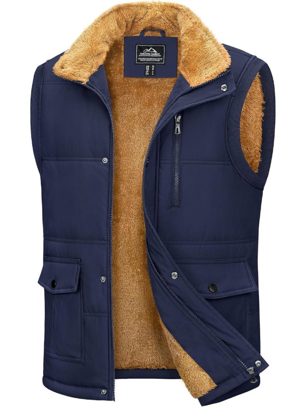 Mens Winter Outerwear Vests Fleece Lined Puffer Warm Vest